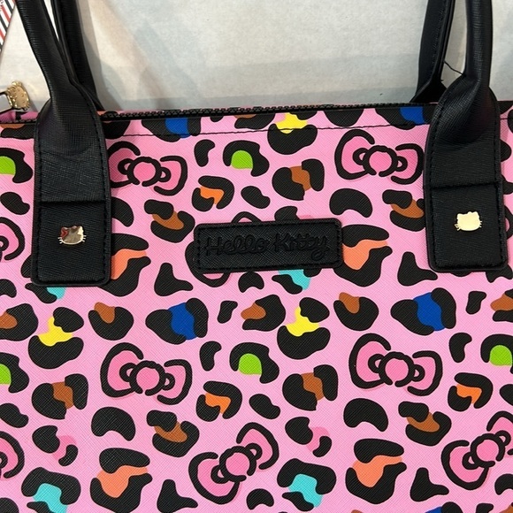 Brand New Hello Kitty bows & pink leopard three piece travel bag tote set rare - Picture 7 of 12